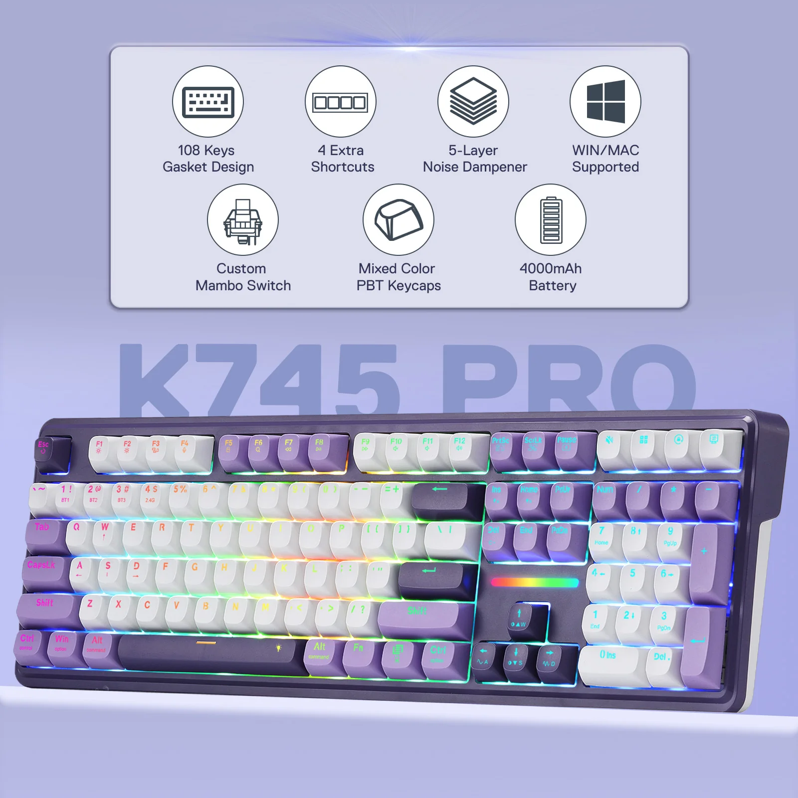 ANTONIUM K745 PRO Keyboard & AZZMACH M618 (1K HZ) Mouse Combo - Image 3