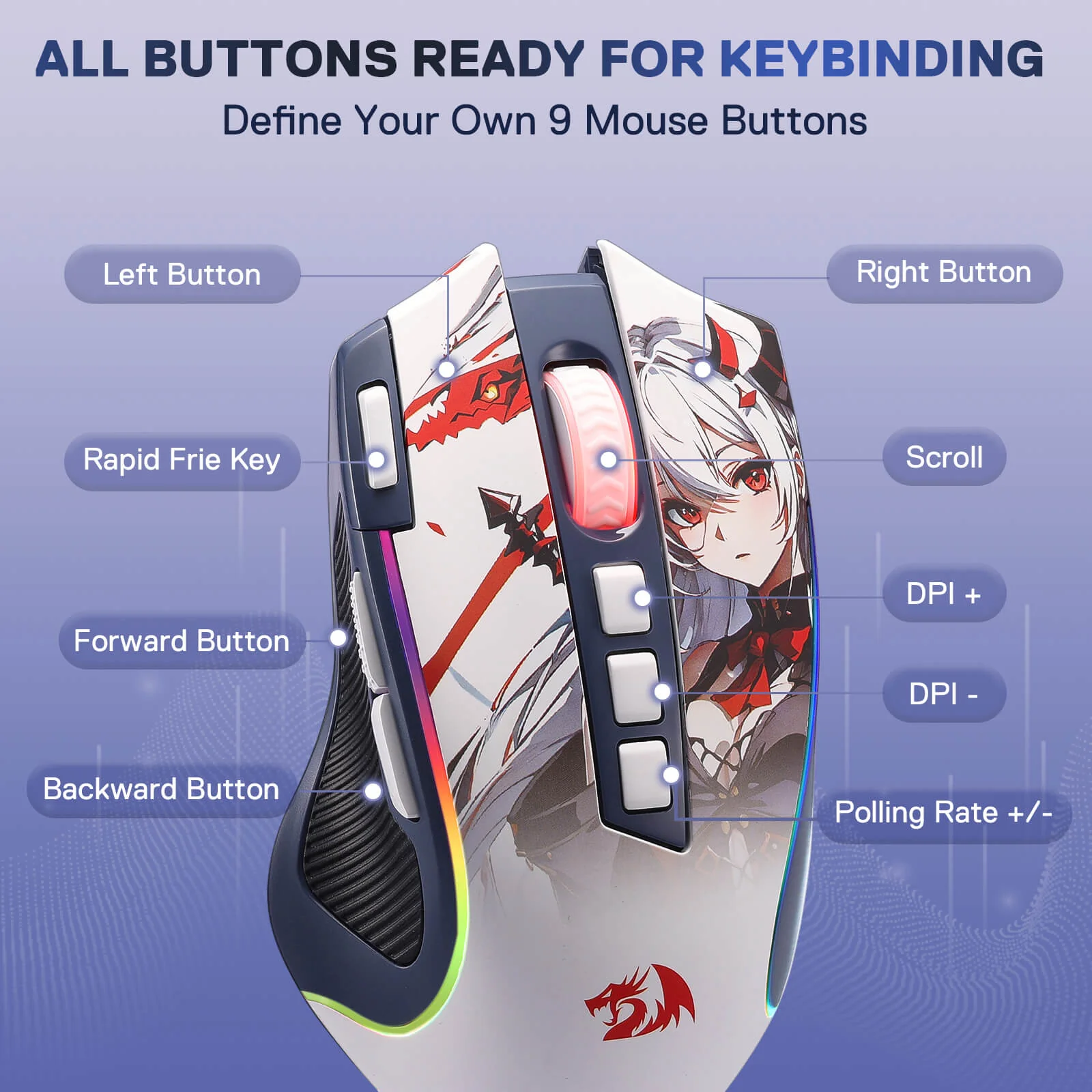 PREDATOR M612 PRO Anime Gaming Mouse - Image 4