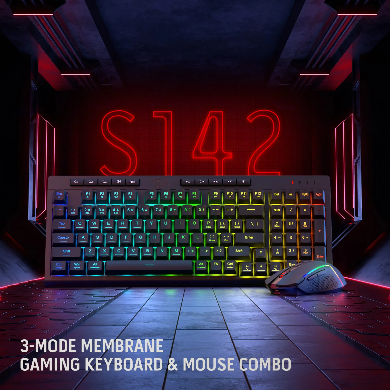 (Open-box) RYLO PRO S142 Membrane Keyboard & Mouse Tri-Mode Combo - Image 3