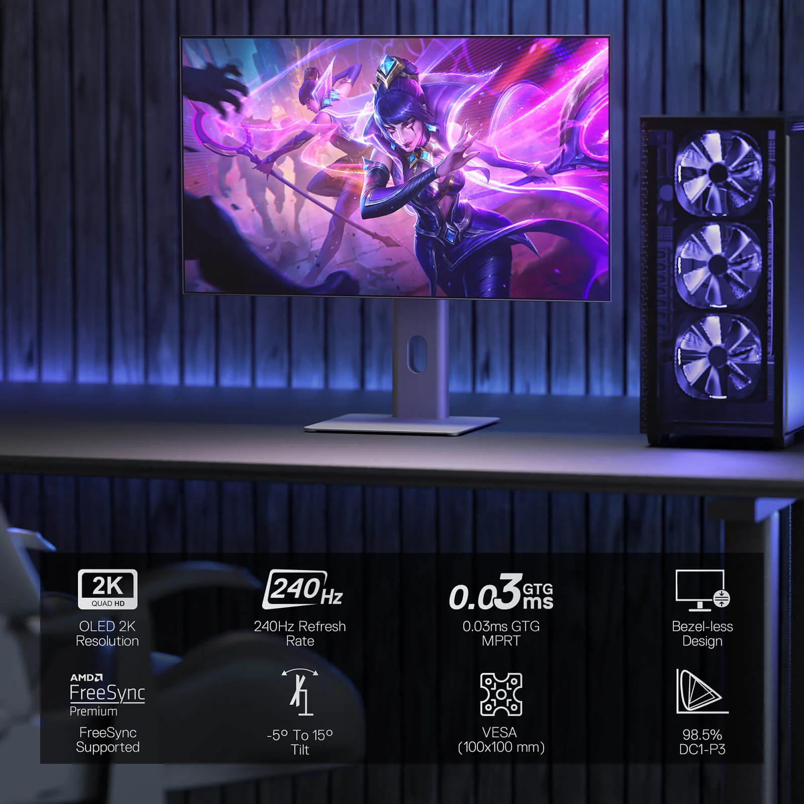 REBELLION GM27 27" OLED Flat Gaming Monitor - Image 2